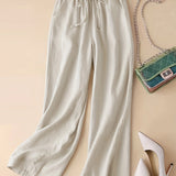 kkboxly  Drawstring Wide Leg Pants, Casual Loose Pants For Spring & Summer, Women's Clothing