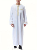 kkboxly  Men's Saudi Arabic Thobe Jubba Dishdasha Long Sleeve Robe, Islamic Dress, Ramadan Muslim Dress Middle East Islamic Clothing