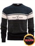 kkboxly  Men's Stylish Knitted Pullover, Casual Slightly Stretch Breathable Long Sleeve Crew Neck Top For City Walk Street Hanging Outdoor Activities