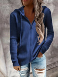 kkboxly  Zip Up Drawstring Hoodies, Casual Soldi Long Sleeve Sweatshirt, Women's Clothing