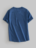 kkboxly  Men's Linen Henley Shirt Short Sleeve Casual Summer Beach Plain Button Up