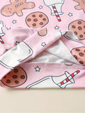 Toddler Girls Cartoon Gingerbread Man Graphic Pullover + Plaid Flare Pants Kids outdoor Clothes Christmas