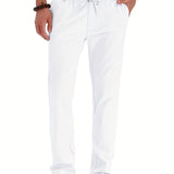 2025 kkboxly  Men's Loose Elastic Waist Solid Color Business Casual Trousers, Men's Outfits