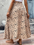 kkboxly  Dalmatian Print Ruffle Hem Skirt, Casual Skirt For Spring & Summer, Women's Clothing