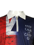 kkboxly  Trendy Flag Of The United Kingdom Union Jack & Slogan Pattern Print Men's Casual Short Sleeves Zipper Graphic Polo Shirts, Lapel Collar Tops Pullovers, Men's Clothing For Summer