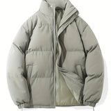 kkboxly  Men's Casual Warm Winter Jacket, Stand Collar Cotton Padded Jacket Coat For Outdoor Activities