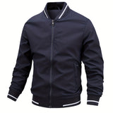 kkboxly  Men's Casual Zipper Long Sleeve Stand Collar Pockets Jackets For Fall & Winter