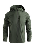 kkboxly  Men's Fall/Winter Casual Lightweight Waterproof Windbreaker Hooded Jacket With Zipped Pockets