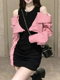 kkboxly  Cold Shoulder Color Block Dress, Elegant Long Sleeve Dress For Spring & Fall, Women's Clothing