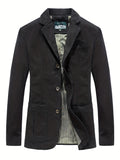 kkboxly  Men's Cotton Big Pocket Blazer, Men's Casual Lapel Button Up Jacket For Fall Winter Leisure Outdoor