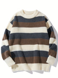 Men's Casual Slight Stretch Sweater, Comfy Thermal Crew Neck Tops For Men's Winter/Autumn Outdoor Activities