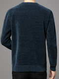 All Match Knitted Solid Sweater, Men's Casual Warm Mid Stretch Crew Neck Pullover Sweater For Men Fall Winter