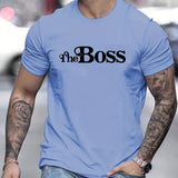 kkboxly  'The Boss' Print Tee Shirt, Tee For Men, Casual T-shirt For Summer Spring Fall, Tops As Gifts