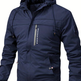 kkboxly  Warm Fleece Hooded Jacket, Men's Casual Winter Jacket Coat For Outdoor Activities