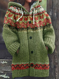 3j3 Women's Casual Hooded Knit Cardigan - Color Block, Button-Up, Long Sleeve with Pockets - Perfect for Fall & Winter