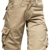 kkboxly  Cotton Comfortable Multi Pocket Cargo Shorts, Men's Casual Elastic Waist Cargo Shorts For Summer Outdoor