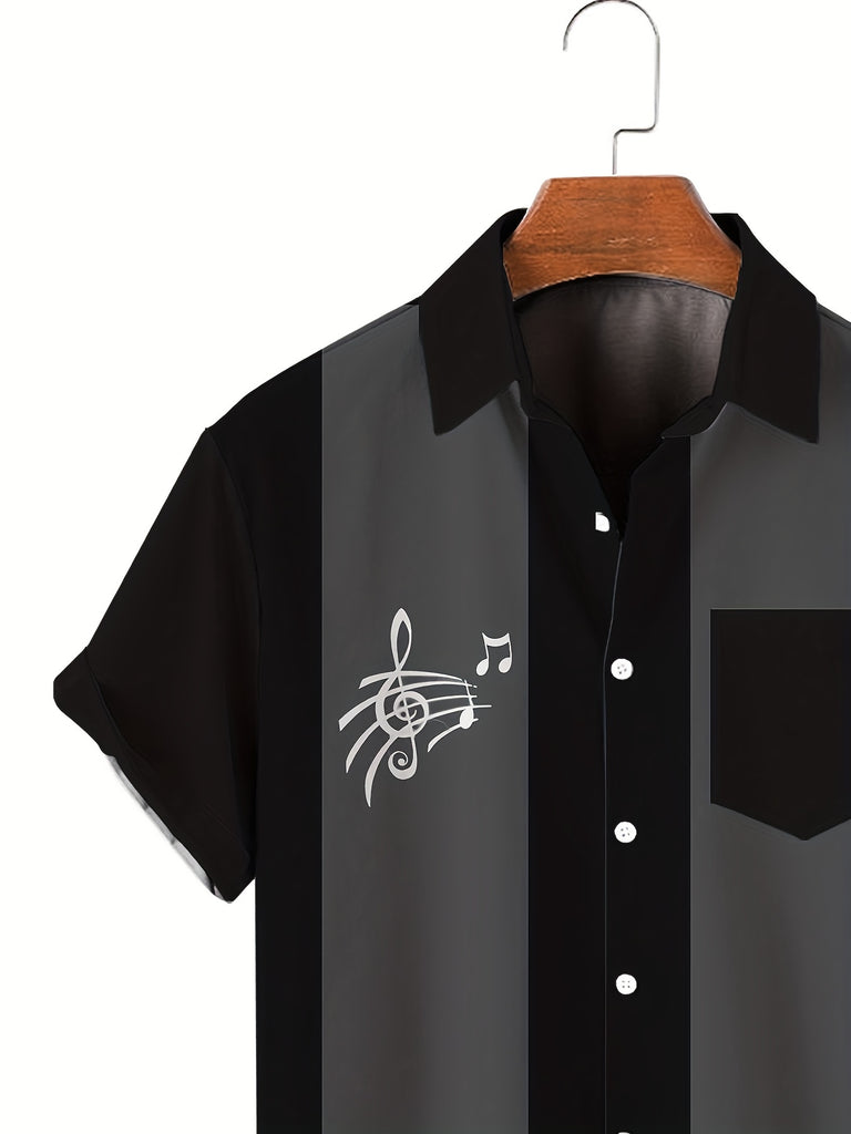 kkboxly  Oversized Music Printed Aloha Shirts for Men - Perfect for Beach and Summer Casual Wear