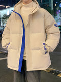 kkboxly  Men's Stylish Solid Puffer Coat With Pockets, Casual Breathable Zip Up Long Sleeve Warm Hooded Top For City Walk Street Hanging Winter Outdoor Activities