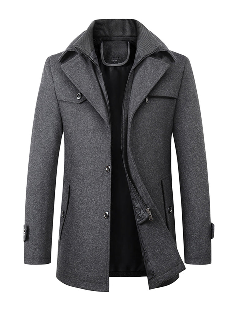 kkboxly  New Wool Coat Men's Business Casual Thick Warm Slim Jacket