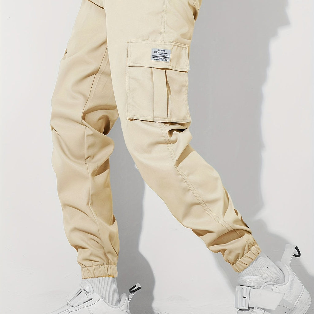 kkboxly Classic Design Multi Flap Pockets Cargo Pants, Men's Casual Techwear Drawstring Cargo Pants Hip Hop Joggers For Autumn Summer Outdoor