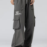 kkboxly kkboxly  Men's Relaxed Fit Drawstring Cargo Pants With Pockets, Loose Trendy Overalls