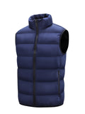 kkboxly  Warm Winter Vest, Men's Casual Zipper Pockets Stand Collar Zip Up Vest For Fall Winter