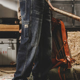 Men's Casual Loose Fit Jeans, Chic Street Style Distressed Retro Jeans