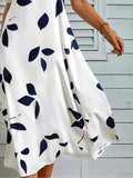 kkboxly  Floral V Neck Short Sleeve Dress, Pocket Ruffled Maxi Casual Dress, Women's Clothing