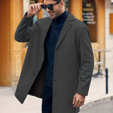 kkboxly  Plus Size Men's Solid Coat Fleece Button Up Jacket Oversized Tops For Spring/autumn, Men's Clothing