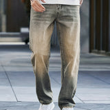 kkboxly  Classic Design Loose Fit Distressed Jeans, Men's Casual Street Style Denim Pants For The Four Seasons