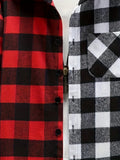 Men's Color Block Hooded Checkered Sweatshirt Casual Long Sleeve Hoodies With Button Gym Sports Hooded Jacket