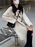 kkboxly  Double Breasted Dual Pockets Coat, Long Sleeve Lapel Coat For Fall & Winter, Women's Clothing