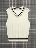 kkboxly  Elegant Slightly Stretch Preppy Vest, Men's Casual Vintage Style V Neck Vest For Fall Winter