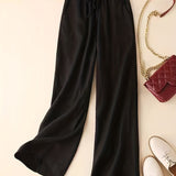 kkboxly  Drawstring Wide Leg Pants, Casual Loose Pants For Spring & Summer, Women's Clothing