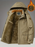 kkboxly Warm Fleece Windbreaker Hooded Jacket, Men's Casual Zip Up Jacket Coat For Fall Winter Outdoor Activities
