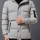 kkboxly  New Men's Casual Loose Fashionable Cotton Black Long Sleeves Fleece Warm Hooded Coat Jacket Gifts
