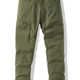 kkboxly Men's Casual Multi Pocket Pants, Chic Street Style Cargo Pants For Outdoor Activities
