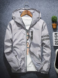 realaiot  Men's Casual Zip Up Hooded Jacket, Chic Windproof Jacket With Zipper Pockets