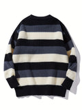 Men's Casual Slight Stretch Sweater, Comfy Thermal Crew Neck Tops For Men's Winter/Autumn Outdoor Activities