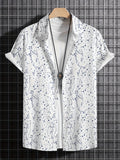 kkboxly  Milky Way Pattern Casual Short Sleeve Shirt, Men's Hawaiian Shirt For Summer Vacation Resort