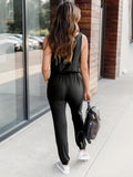kkboxly  Sleeveless Drawstring Jumpsuit, Casual Versatile Solid Jumpsuit, Women's Clothing