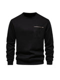 Solid Cotton Blend  Trendy Sweatshirt, Men's Casual Classic Design Crew Neck Pullover Sweatshirt For Men Fall Winter