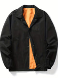 kkboxly  Solid Color Jackets For Men Dual Pockets Snap Button Up Lapel Stylish Coat Jackets For Men