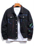 kkboxly  Original Design Men's Paint Denim Jacket