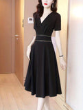 kkboxly  Elegant V Neck Dress, Short Sleeve Dress For Spring & Summer, Women's Clothing