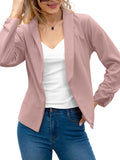 kkboxly  Elegant Solid Long Sleeve Blazer, Open Front Lapel Blazer, Elegant & Stylish Tops For Office & Work, Women's Clothing