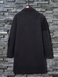 kkboxly  Men's Elegant Trench Color Block Coat, Casual Wool-like Fabric Warm Turn-Down Collar Overcoat For Fall Winter