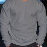 kkboxly  Crew Neck Cotton Sweatshirt Pullover For Men Warm Solid Color Sweatshirts Winter Long Sleeve Tops