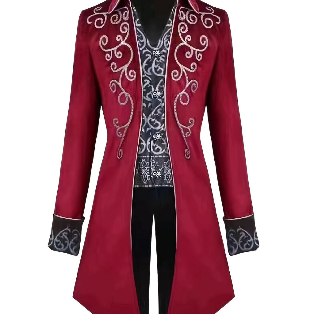 kkboxly Men's Halloween Costume: Vintage Steampunk Gothic Embroidered Victorian Tailcoat