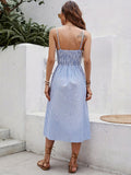 kkboxly  Striped Print Sleeveless Dress, Sexy Spaghetti Strap Midi Dress, Women's Clothing